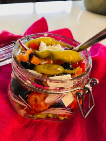 Greek salad in a jar